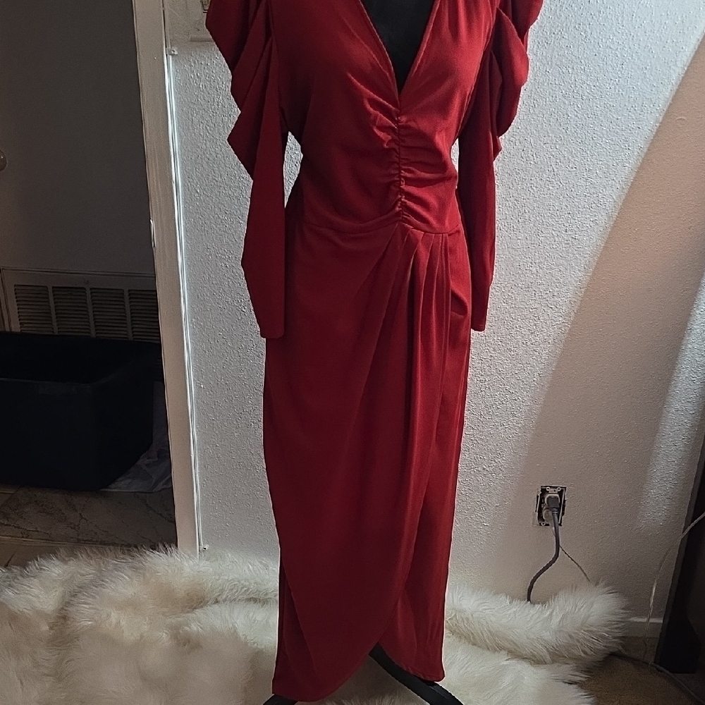 Buxom Red Long Sleeve Dress